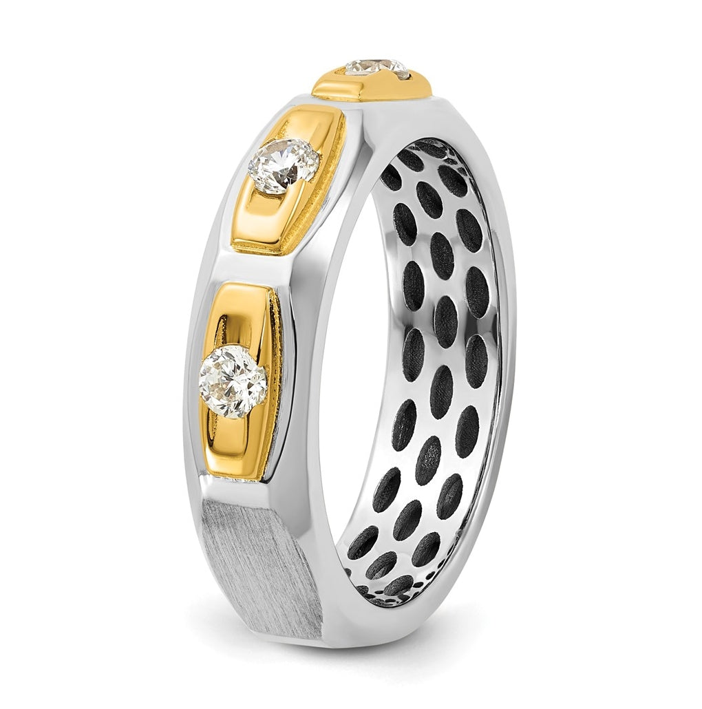 14k Yellow Or White Gold IB Goodman Mens Satin Complete 1/3ct Diamond Ring