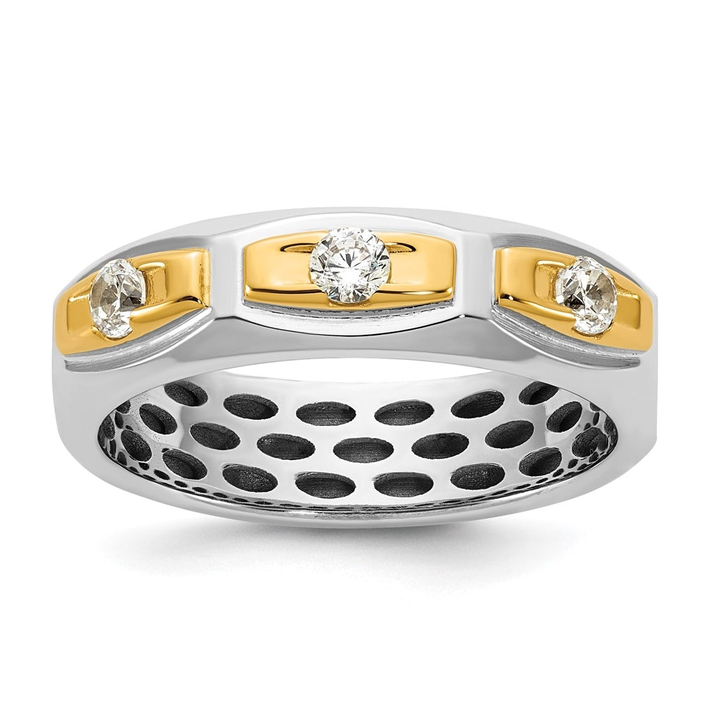 14k Yellow Or White Gold IB Goodman Mens Satin Complete 1/3ct Diamond Ring