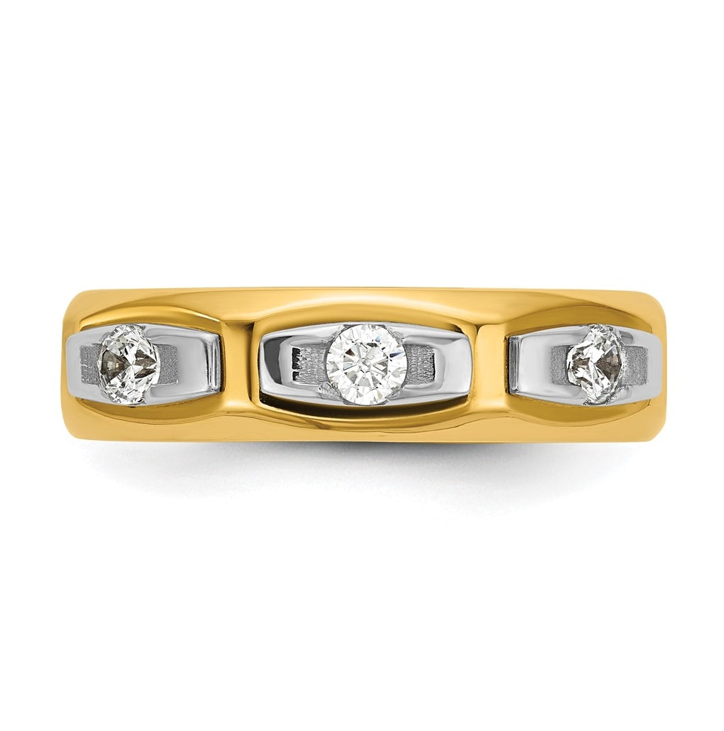 14k Yellow Or White Gold IB Goodman Mens Satin Complete 1/3ct Diamond Ring