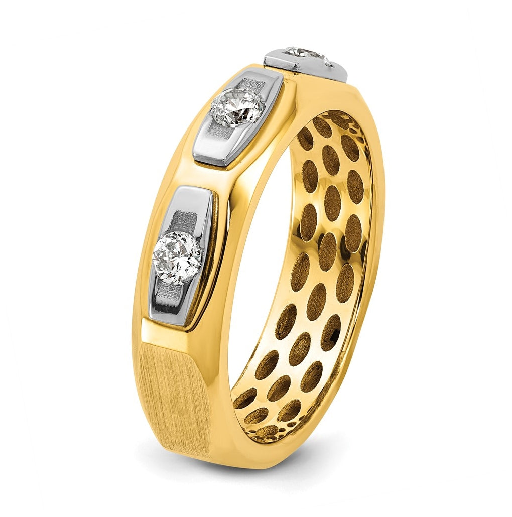 14k Yellow Or White Gold IB Goodman Mens Satin Complete 1/3ct Diamond Ring