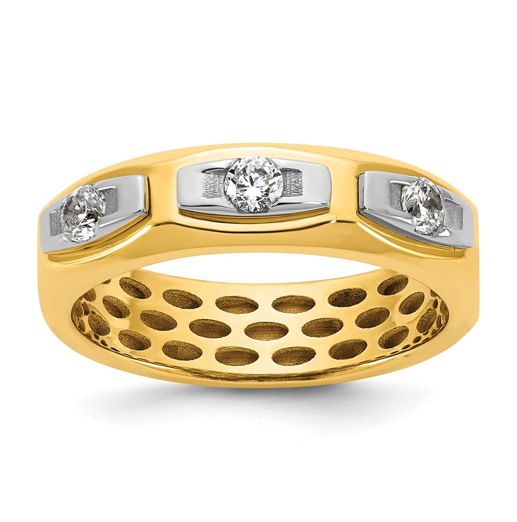 14k Yellow Or White Gold IB Goodman Mens Satin Complete 1/3ct Diamond Ring