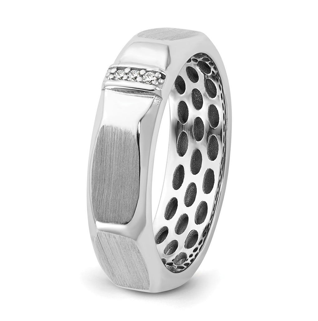 14K Yellow Or White Gold IB Goodman Mens Satin Complete .03ct Diamond Ring