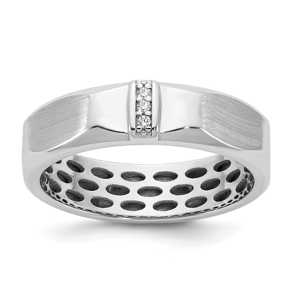 14K Yellow Or White Gold IB Goodman Mens Satin Complete .03ct Diamond Ring