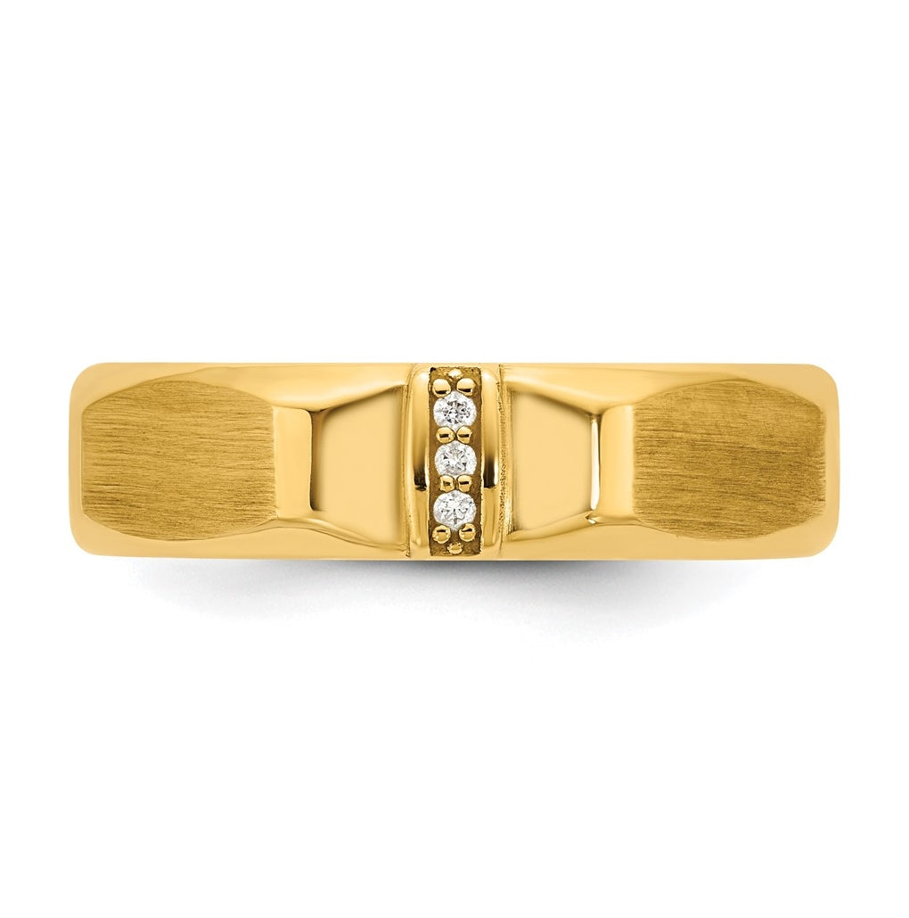14K Yellow Or White Gold IB Goodman Mens Satin Complete .03ct Diamond Ring