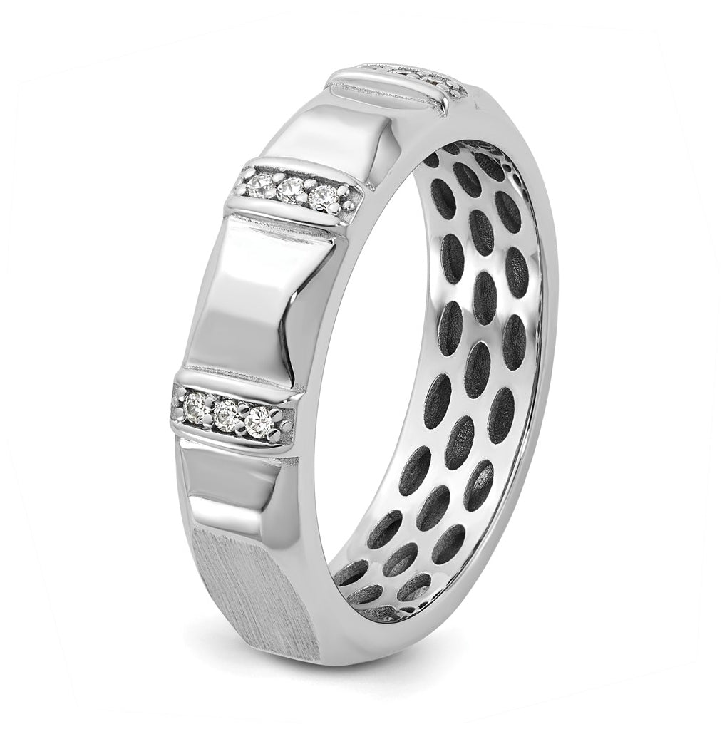 14K Yellow Or White Gold IB Goodman Mens Satin Complete 1/15ct Diamond Ring