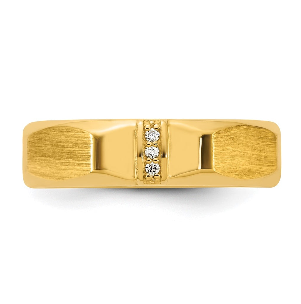 14K Yellow Or White Gold IB Goodman Mens Satin Complete 1/15ct Diamond Ring