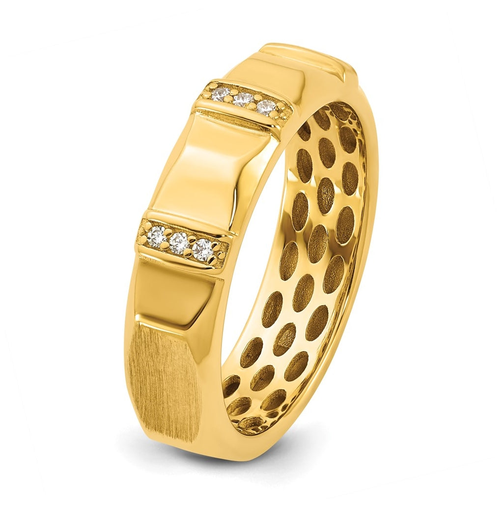 14K Yellow Or White Gold IB Goodman Mens Satin Complete 1/15ct Diamond Ring