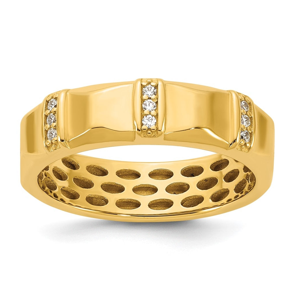 14K Yellow Or White Gold IB Goodman Mens Satin Complete 1/15ct Diamond Ring
