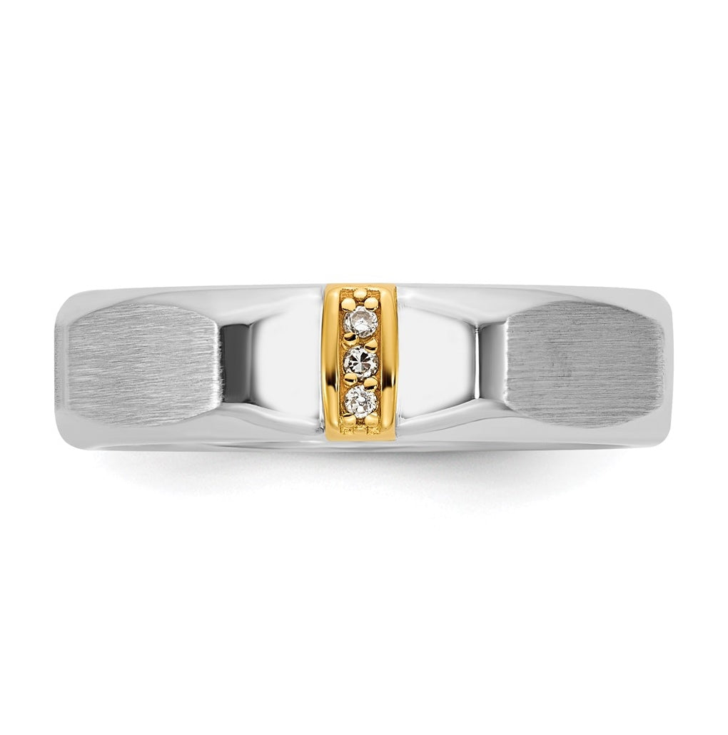 14k Yellow Or White Gold IB Goodman Mens Satin Complete .03ct Diamond Ring