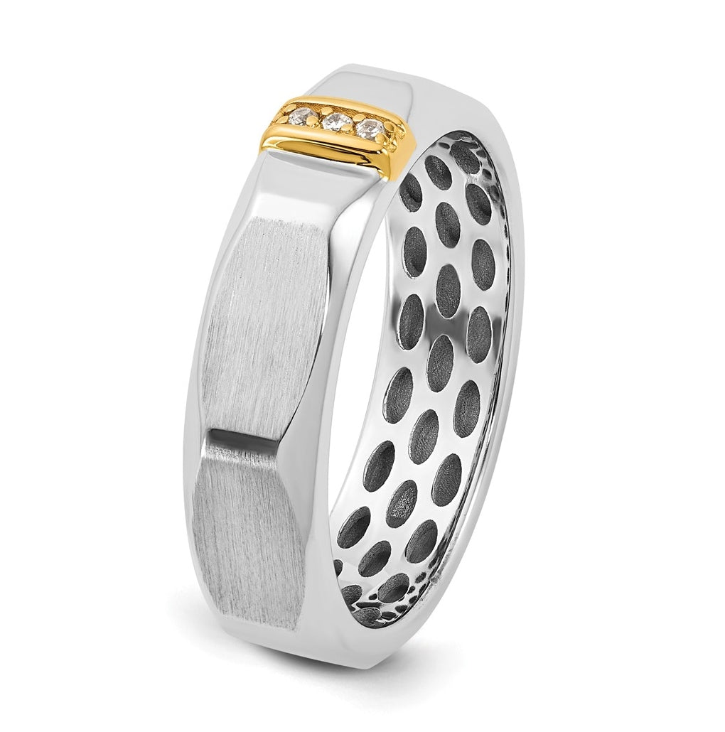 14k Yellow Or White Gold IB Goodman Mens Satin Complete .03ct Diamond Ring
