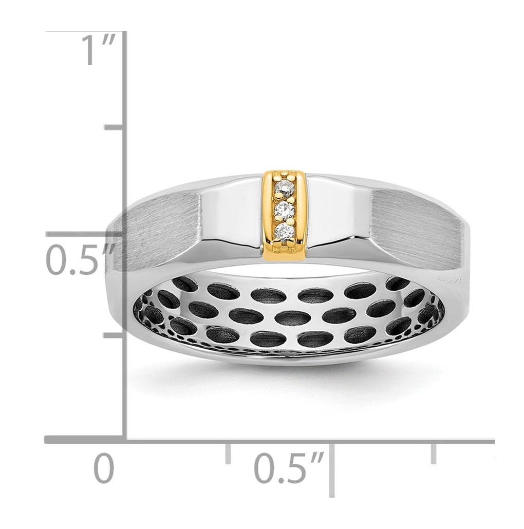 14k Yellow Or White Gold IB Goodman Mens Satin Complete .03ct Diamond Ring