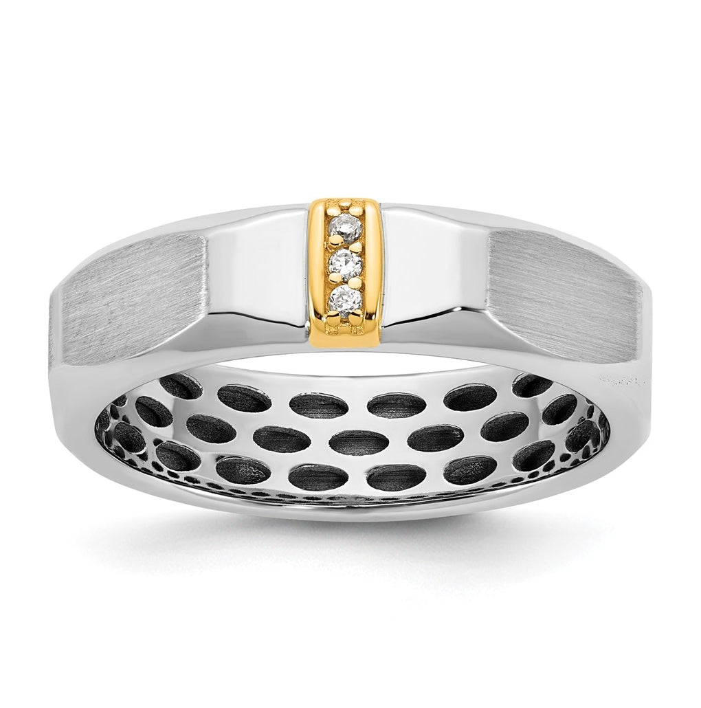 14k Yellow Or White Gold IB Goodman Mens Satin Complete .03ct Diamond Ring