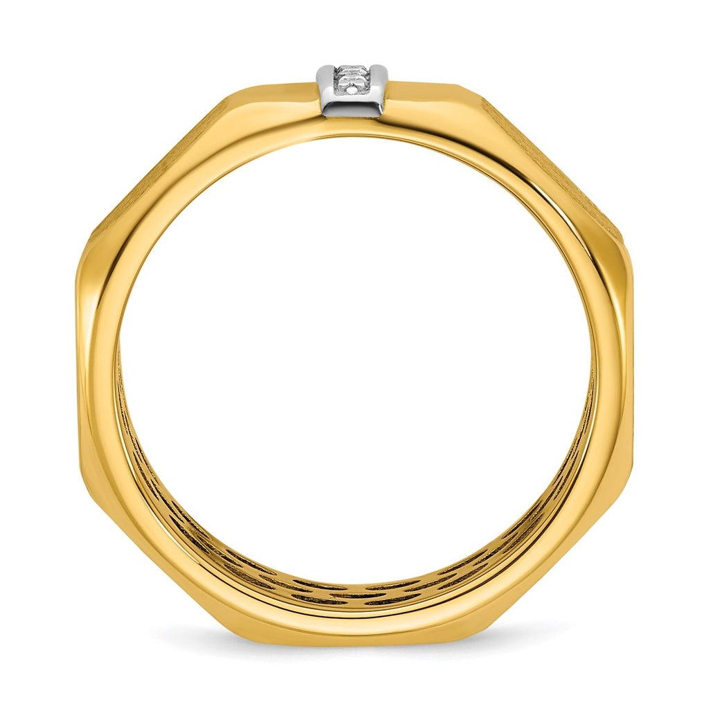 14k Yellow Or White Gold IB Goodman Mens Satin Complete .03ct Diamond Ring