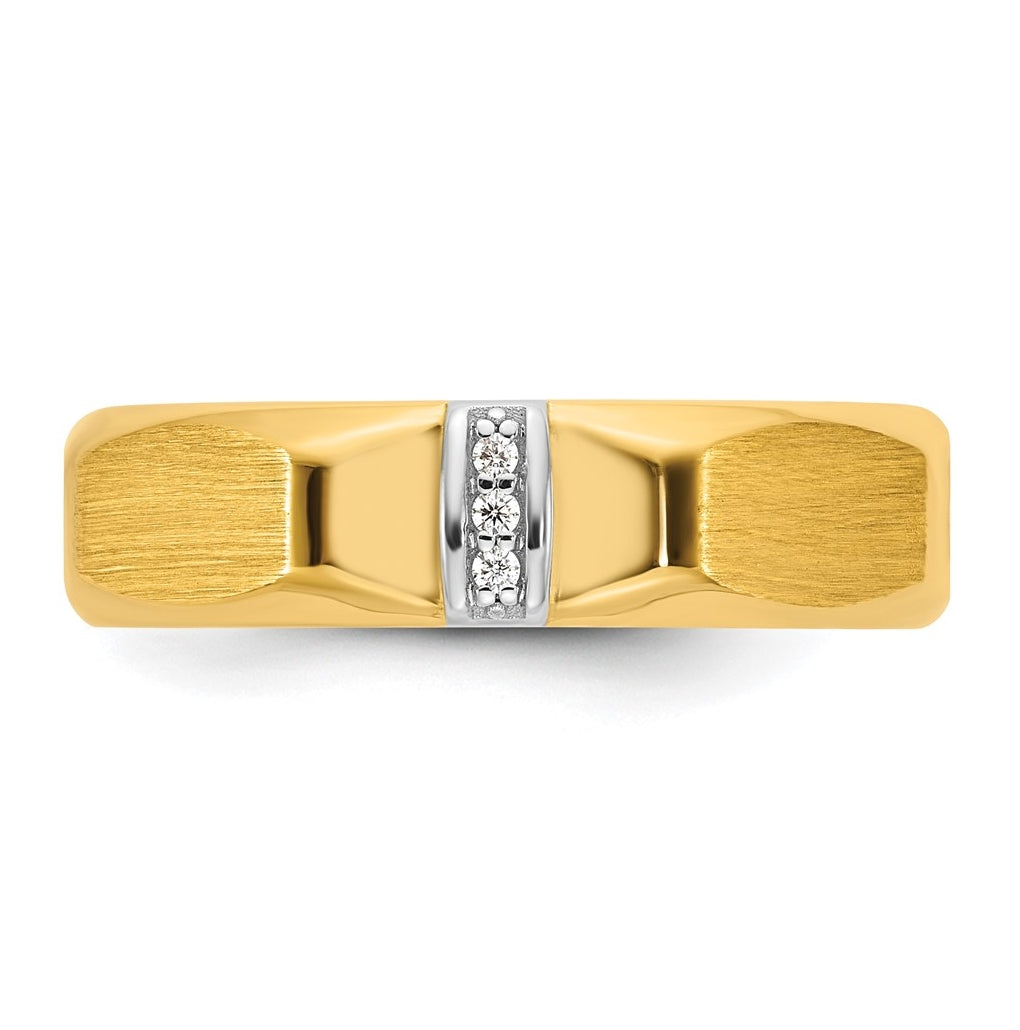 14k Yellow Or White Gold IB Goodman Mens Satin Complete .03ct Diamond Ring