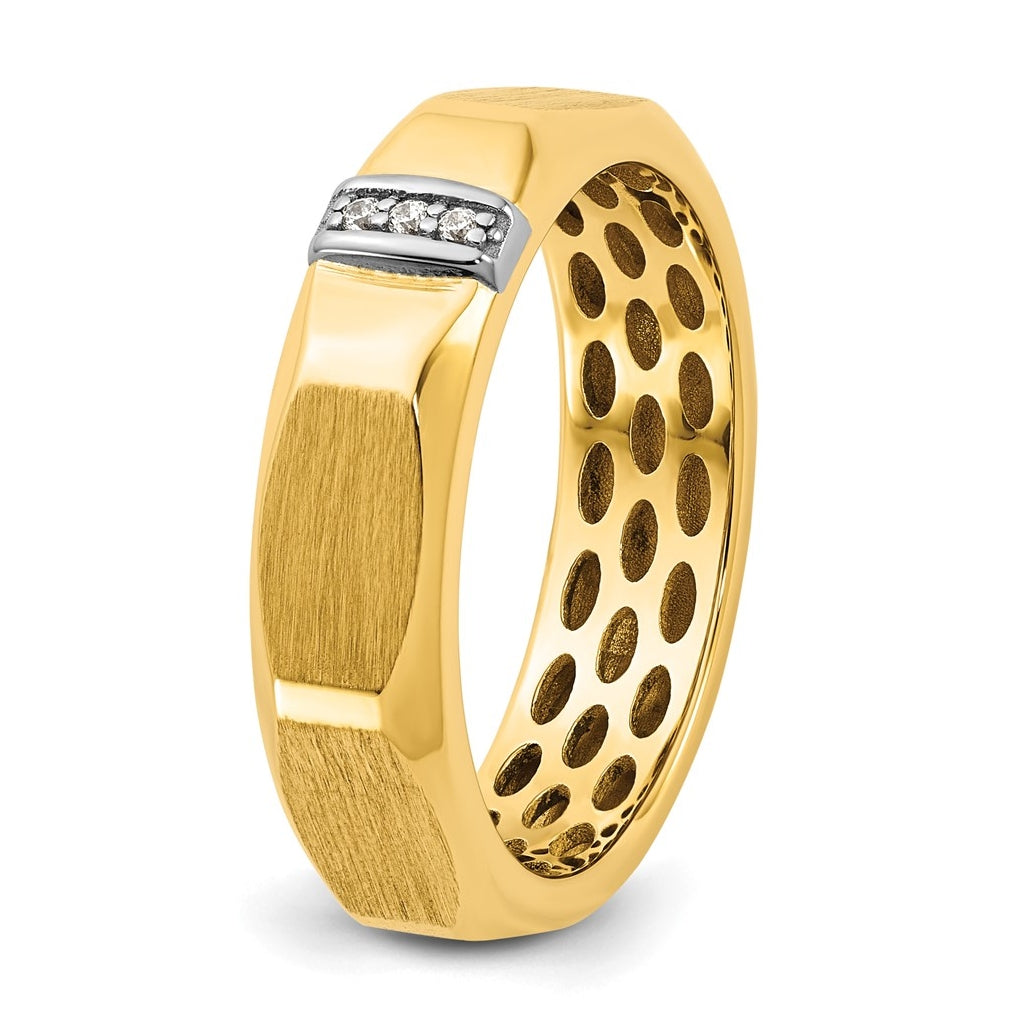 14k Yellow Or White Gold IB Goodman Mens Satin Complete .03ct Diamond Ring