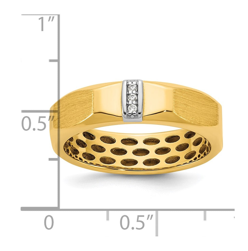 14k Yellow Or White Gold IB Goodman Mens Satin Complete .03ct Diamond Ring