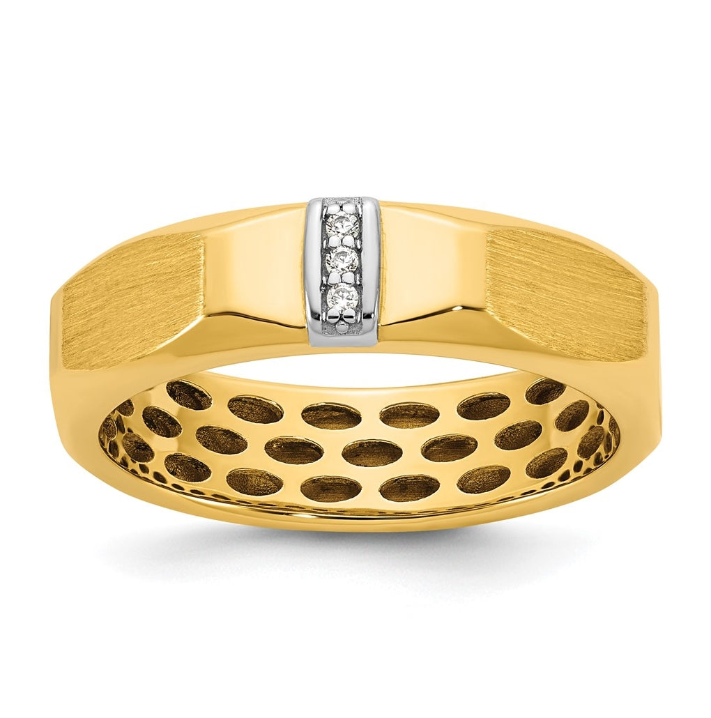 14k Yellow Or White Gold IB Goodman Mens Satin Complete .03ct Diamond Ring