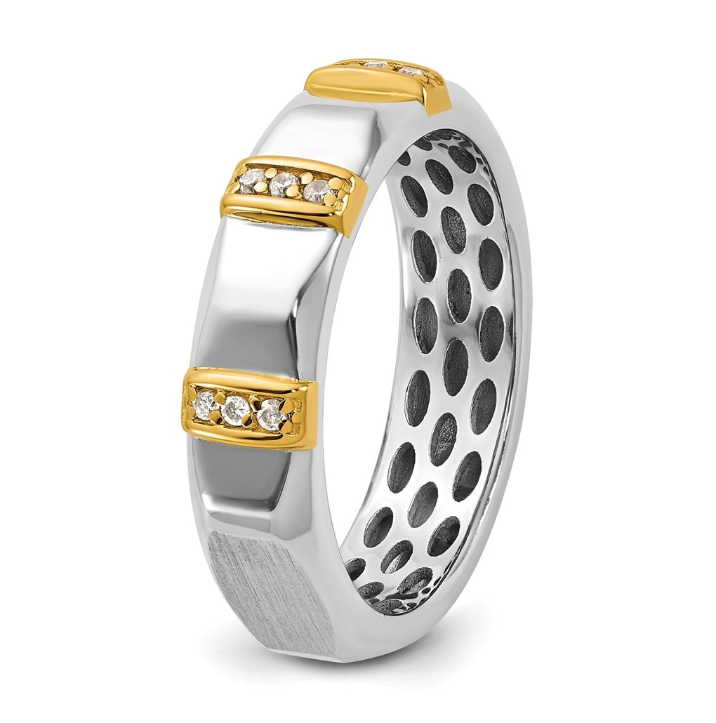 14k Yellow Or White Gold IB Goodman Mens Satin Complete 1/15ct Diamond Ring