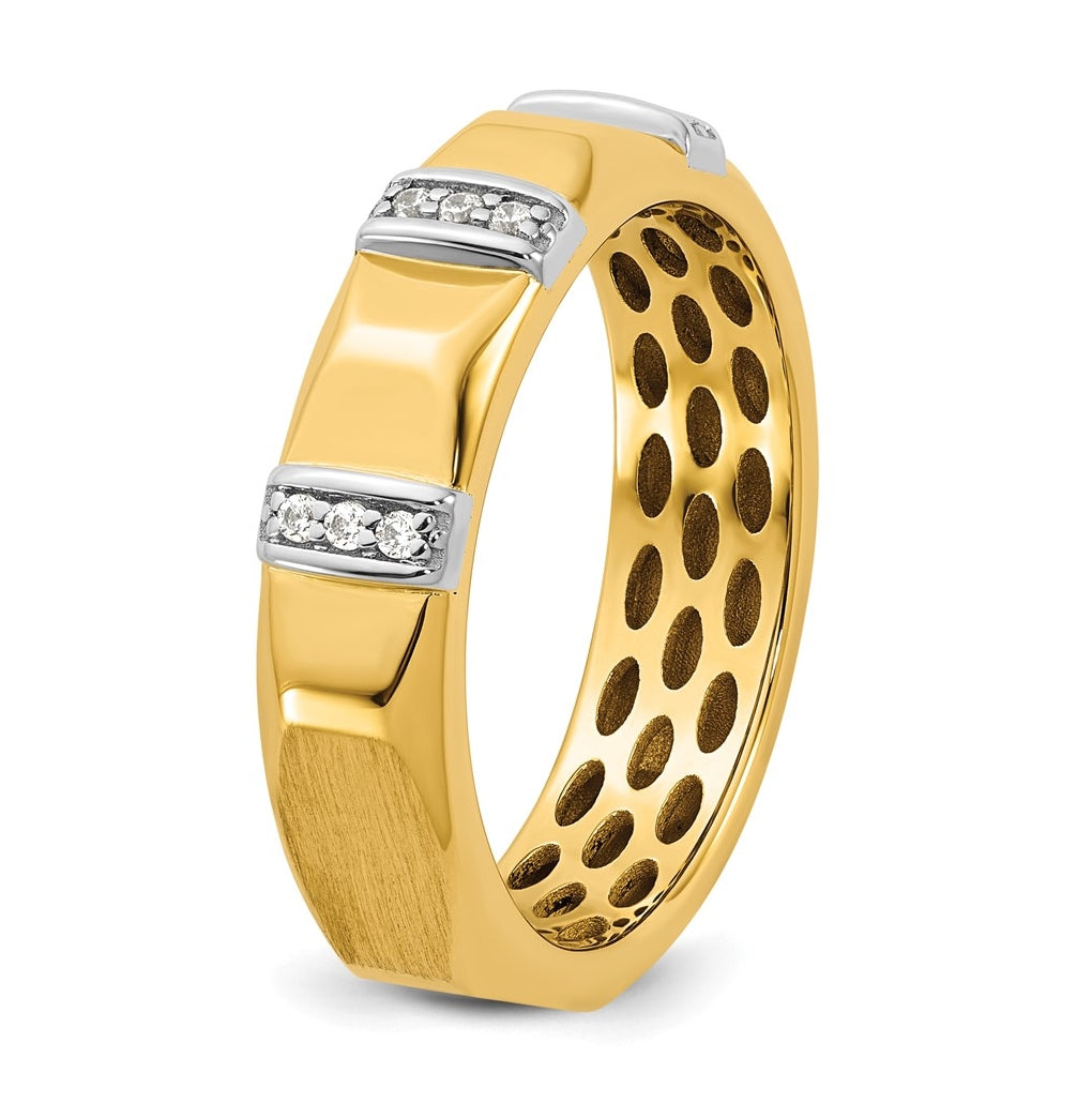 14k Yellow Or White Gold IB Goodman Mens Satin Complete 1/15ct Diamond Ring
