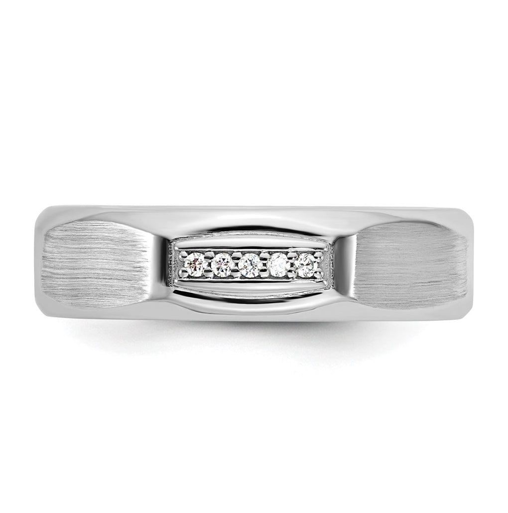 14K Yellow Or White Gold IB Goodman Mens Satin Complete 1/20ct Diamond Ring