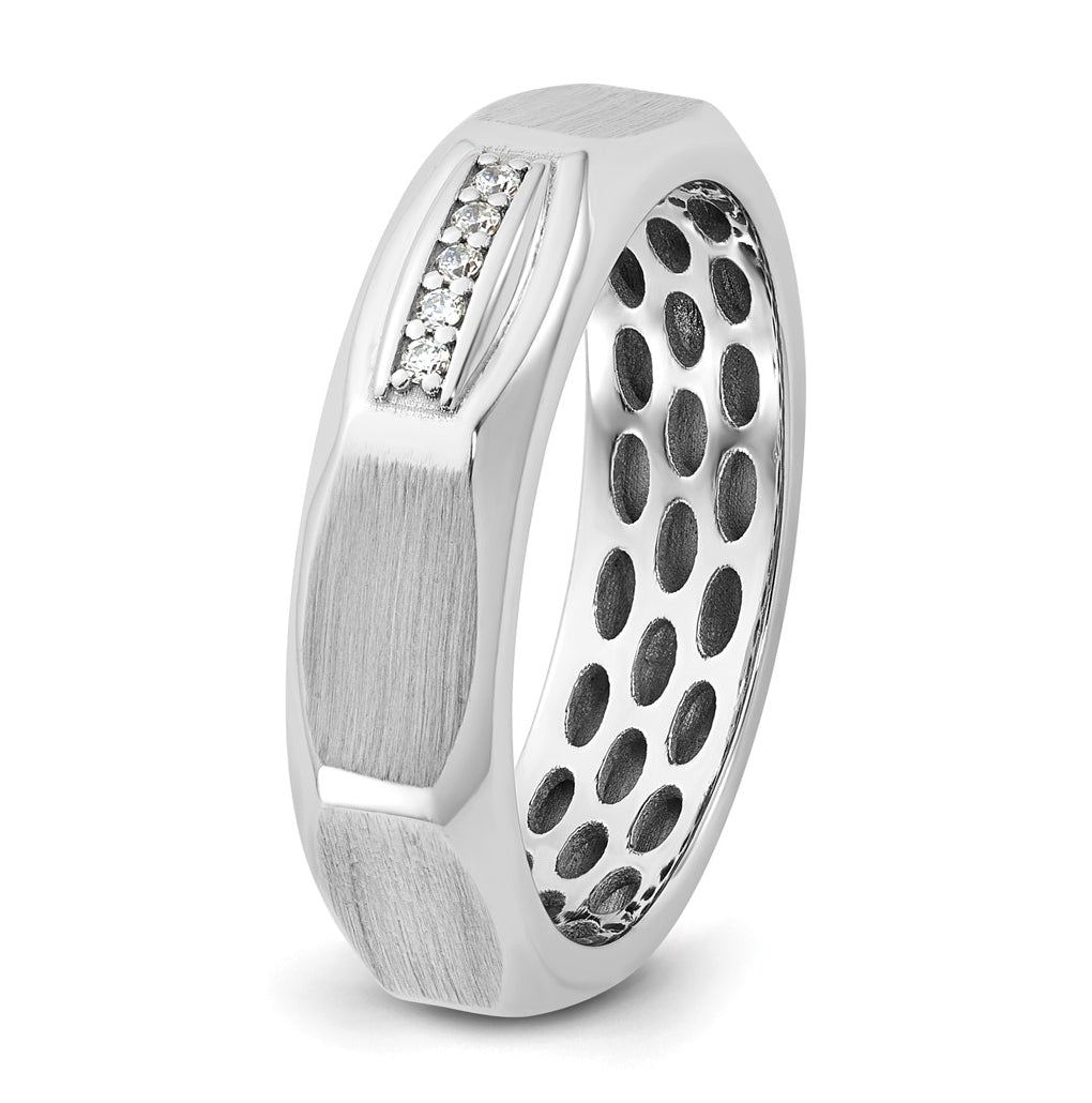 14K Yellow Or White Gold IB Goodman Mens Satin Complete 1/20ct Diamond Ring