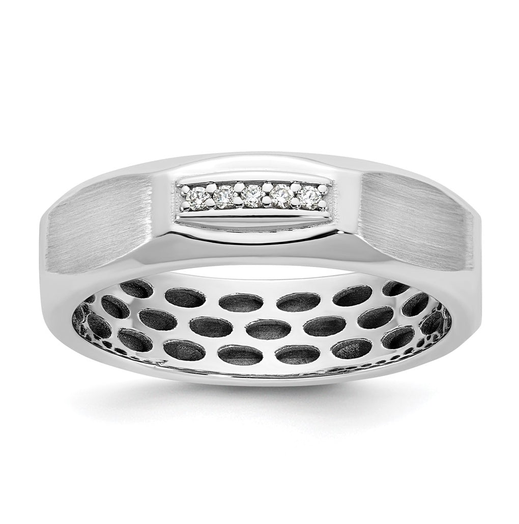14K Yellow Or White Gold IB Goodman Mens Satin Complete 1/20ct Diamond Ring