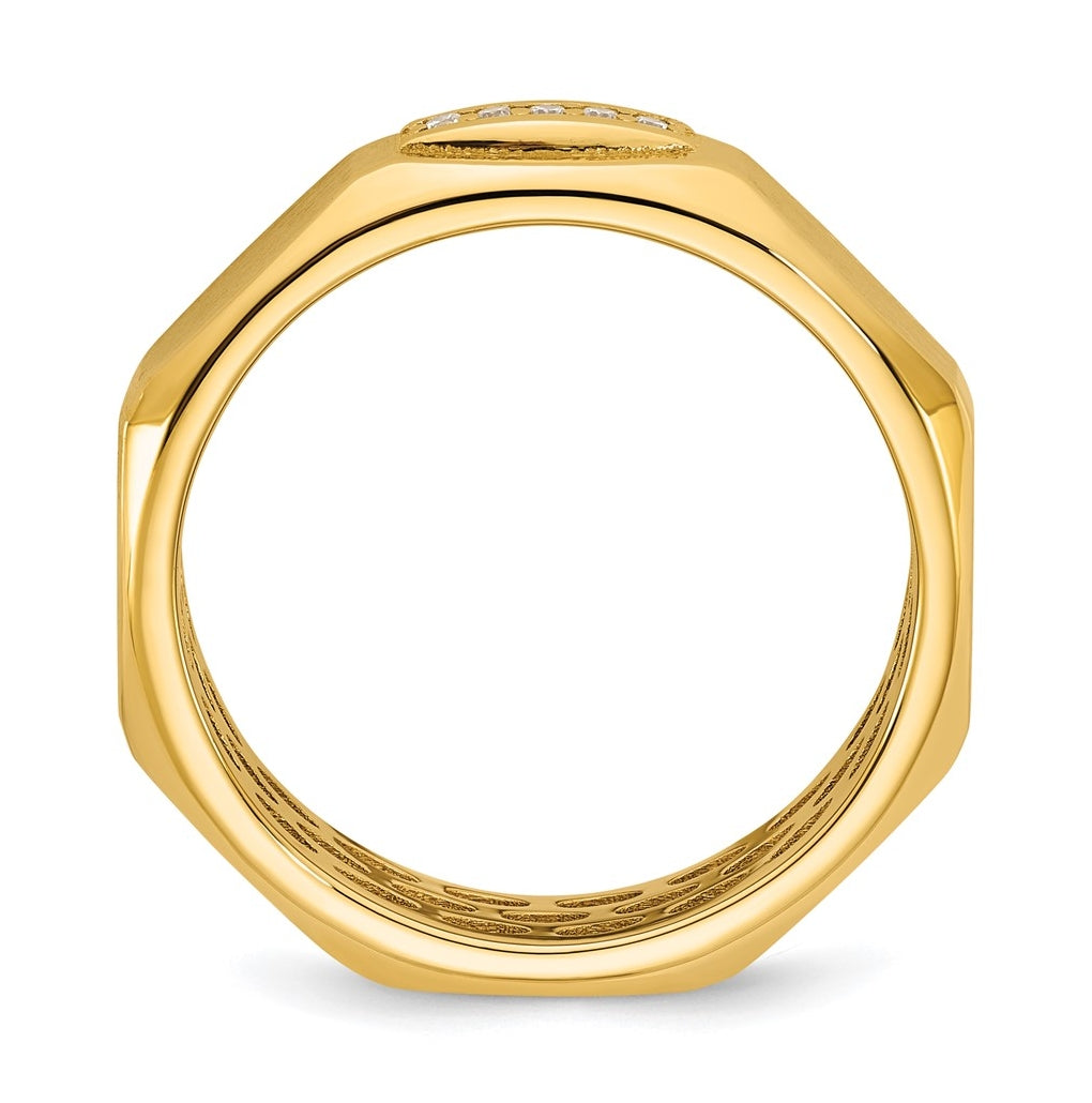 14K Yellow Or White Gold IB Goodman Mens Satin Complete 1/20ct Diamond Ring