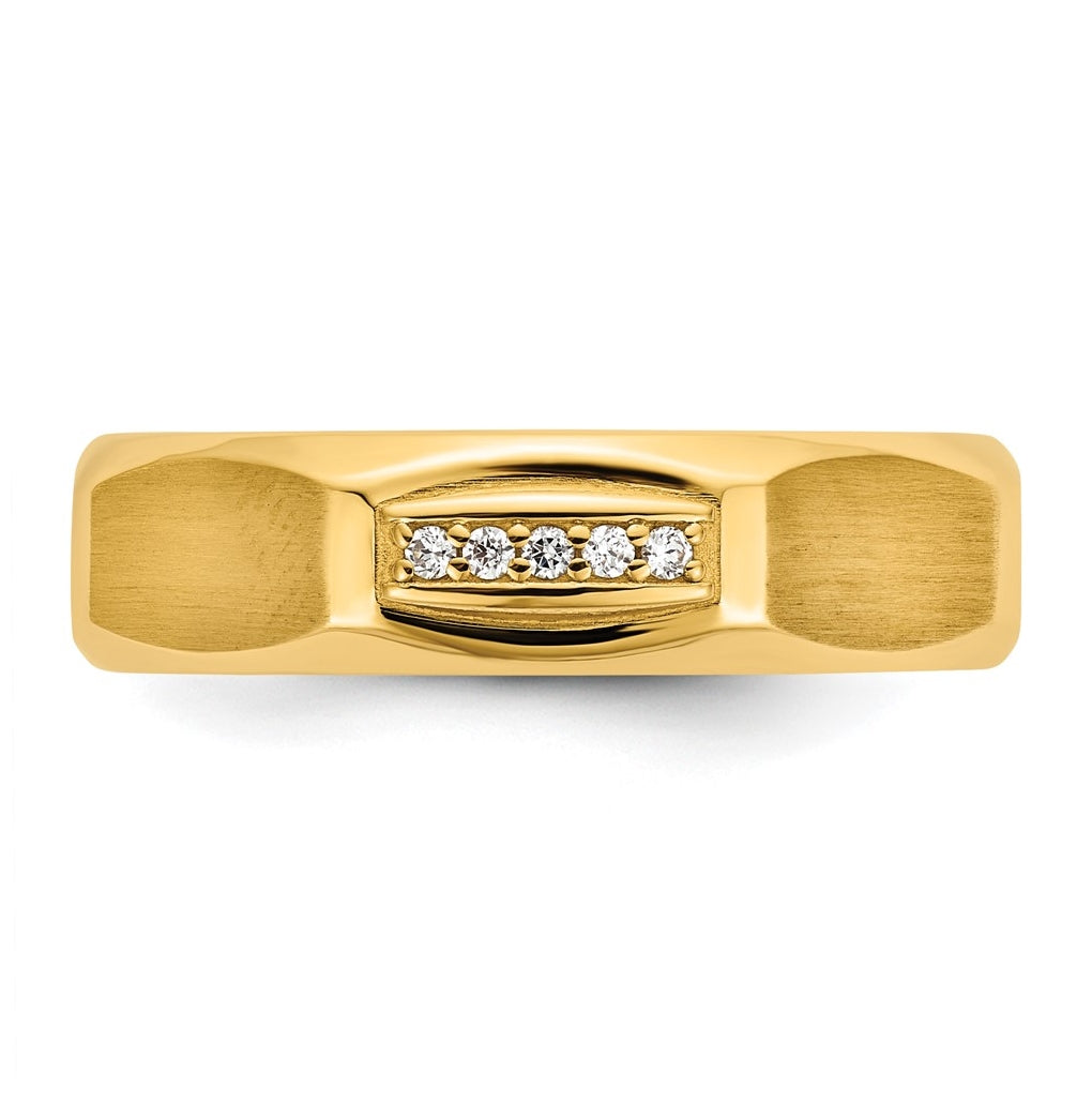 14K Yellow Or White Gold IB Goodman Mens Satin Complete 1/20ct Diamond Ring