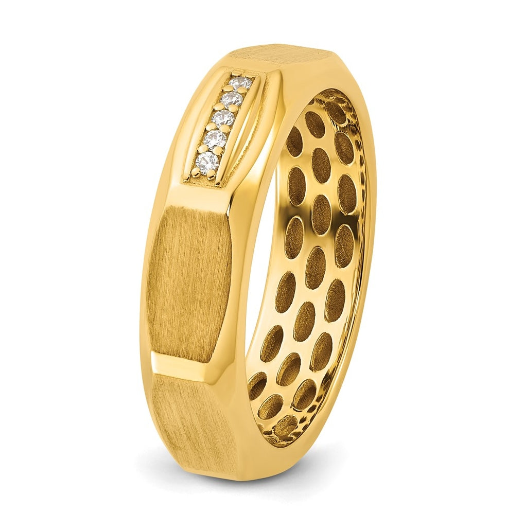 14K Yellow Or White Gold IB Goodman Mens Satin Complete 1/20ct Diamond Ring