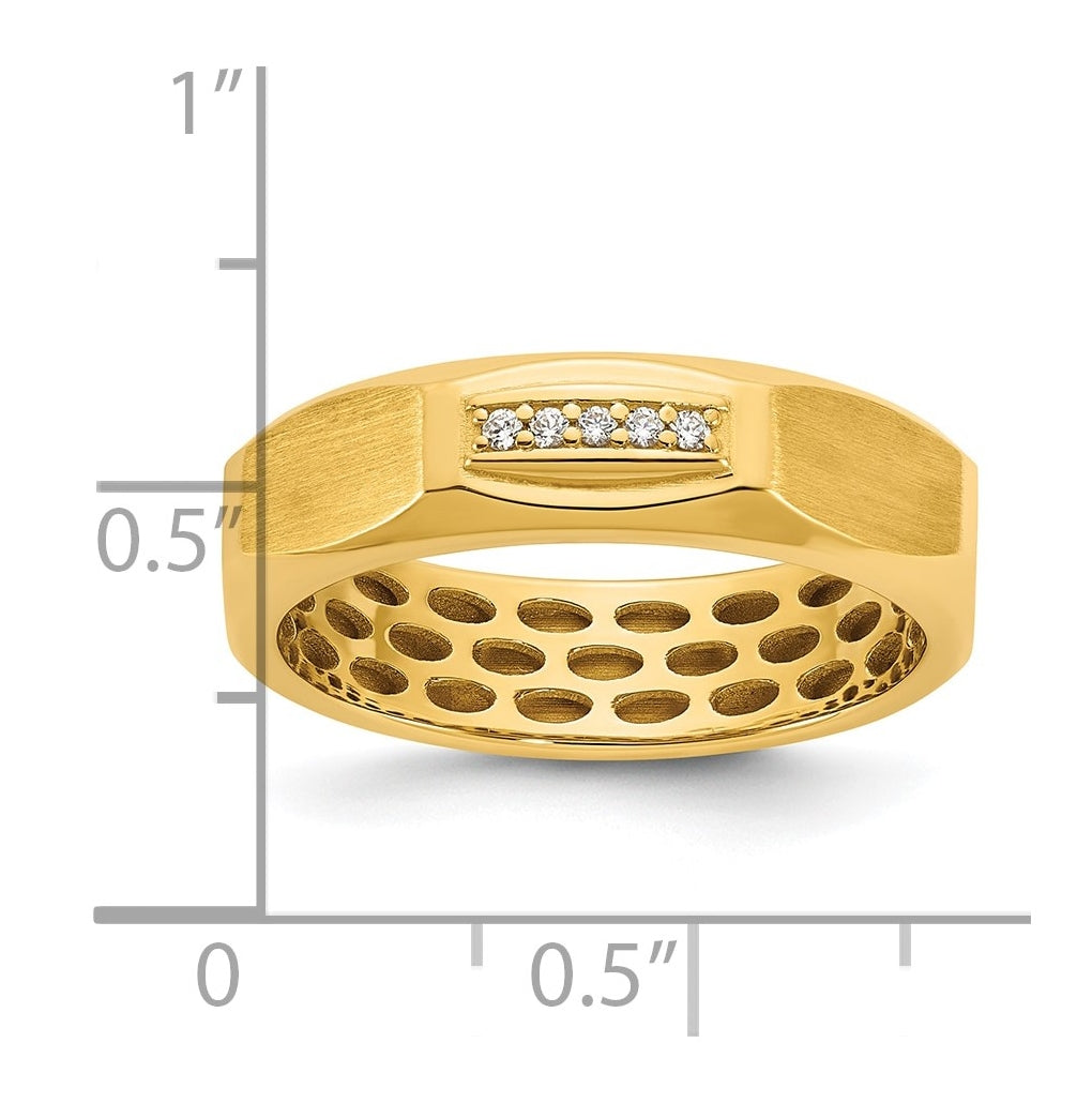 14K Yellow Or White Gold IB Goodman Mens Satin Complete 1/20ct Diamond Ring