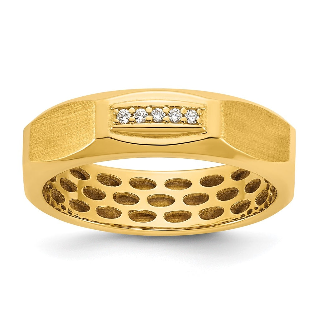 14K Yellow Or White Gold IB Goodman Mens Satin Complete 1/20ct Diamond Ring