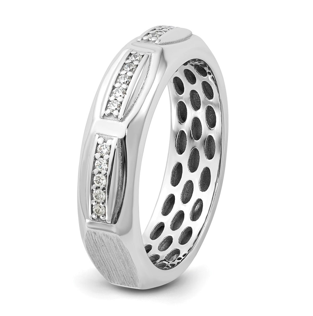 14K Yellow Or White Gold IB Goodman Mens Satin Complete 1/8ct Diamond Ring