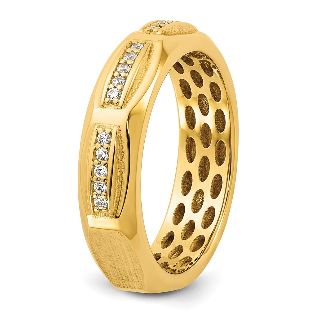 14K Yellow Or White Gold IB Goodman Mens Satin Complete 1/8ct Diamond Ring