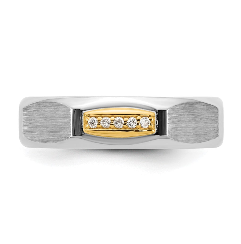 14k Yellow Or White Gold IB Goodman Mens Satin Complete 1/20ct Diamond Ring