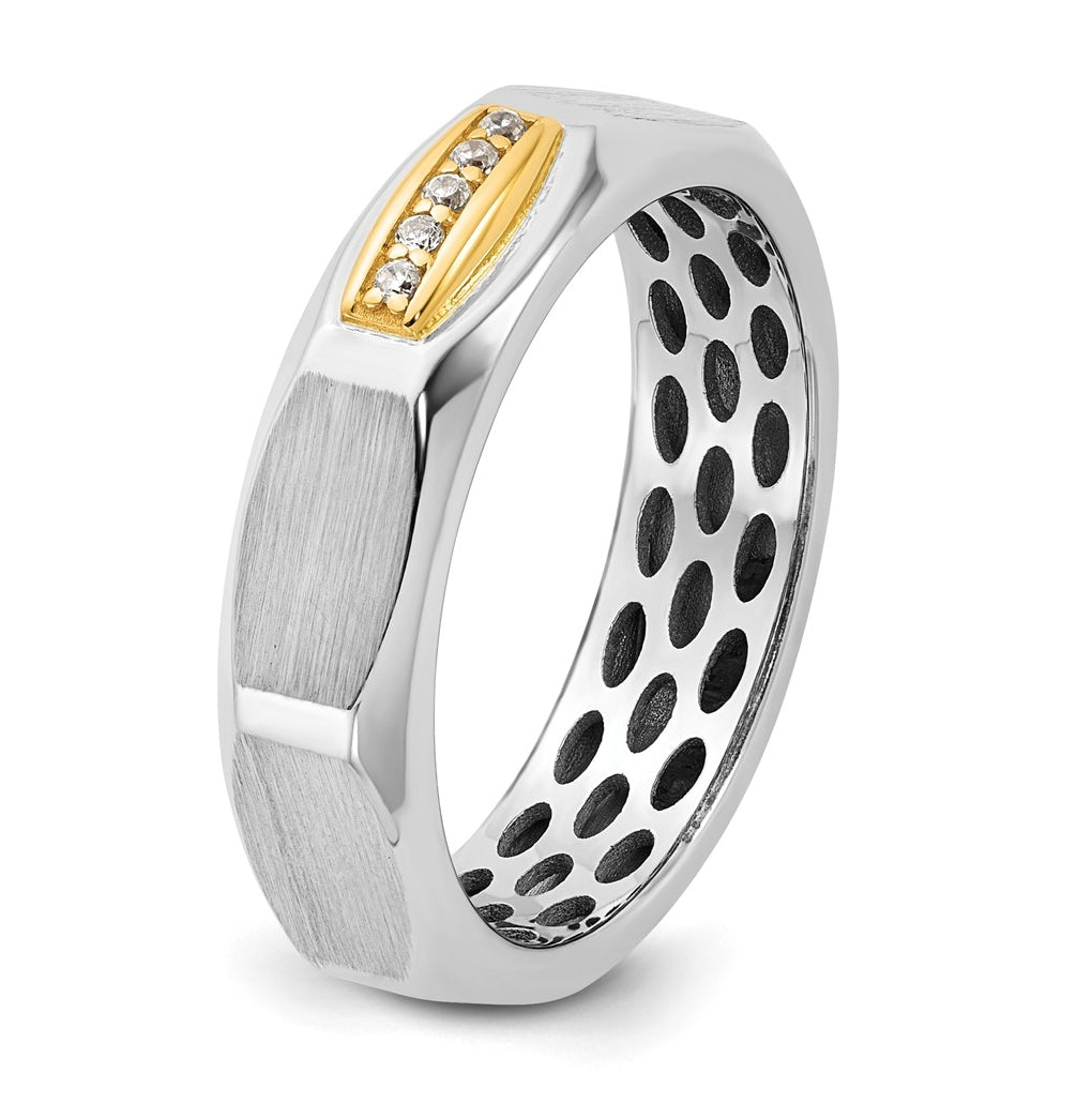 14k Yellow Or White Gold IB Goodman Mens Satin Complete 1/20ct Diamond Ring