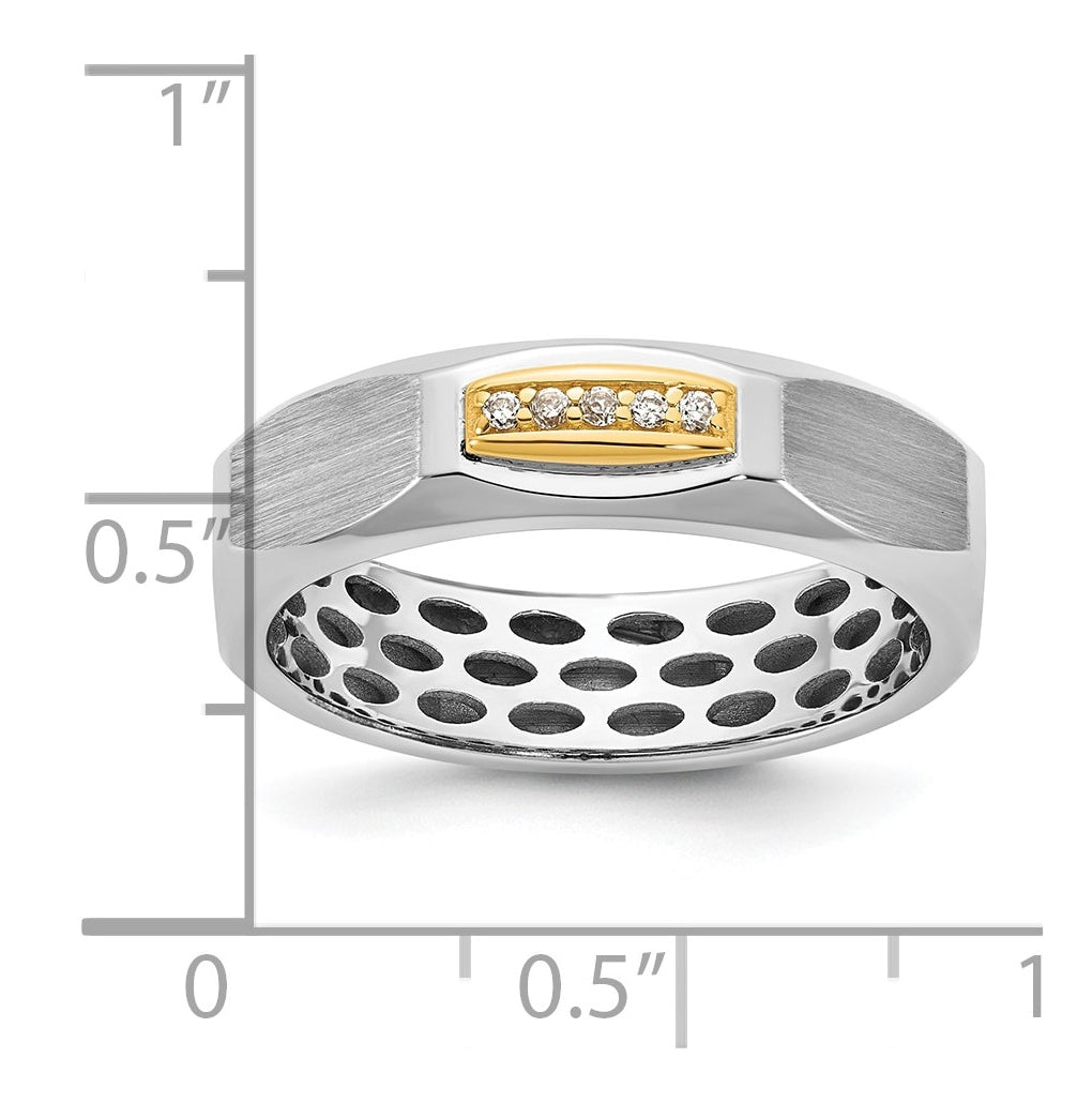 14k Yellow Or White Gold IB Goodman Mens Satin Complete 1/20ct Diamond Ring