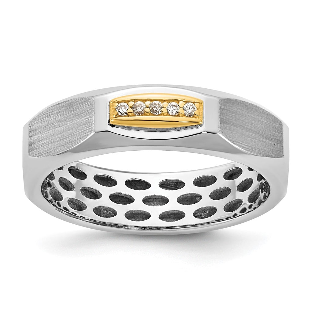 14k Yellow Or White Gold IB Goodman Mens Satin Complete 1/20ct Diamond Ring