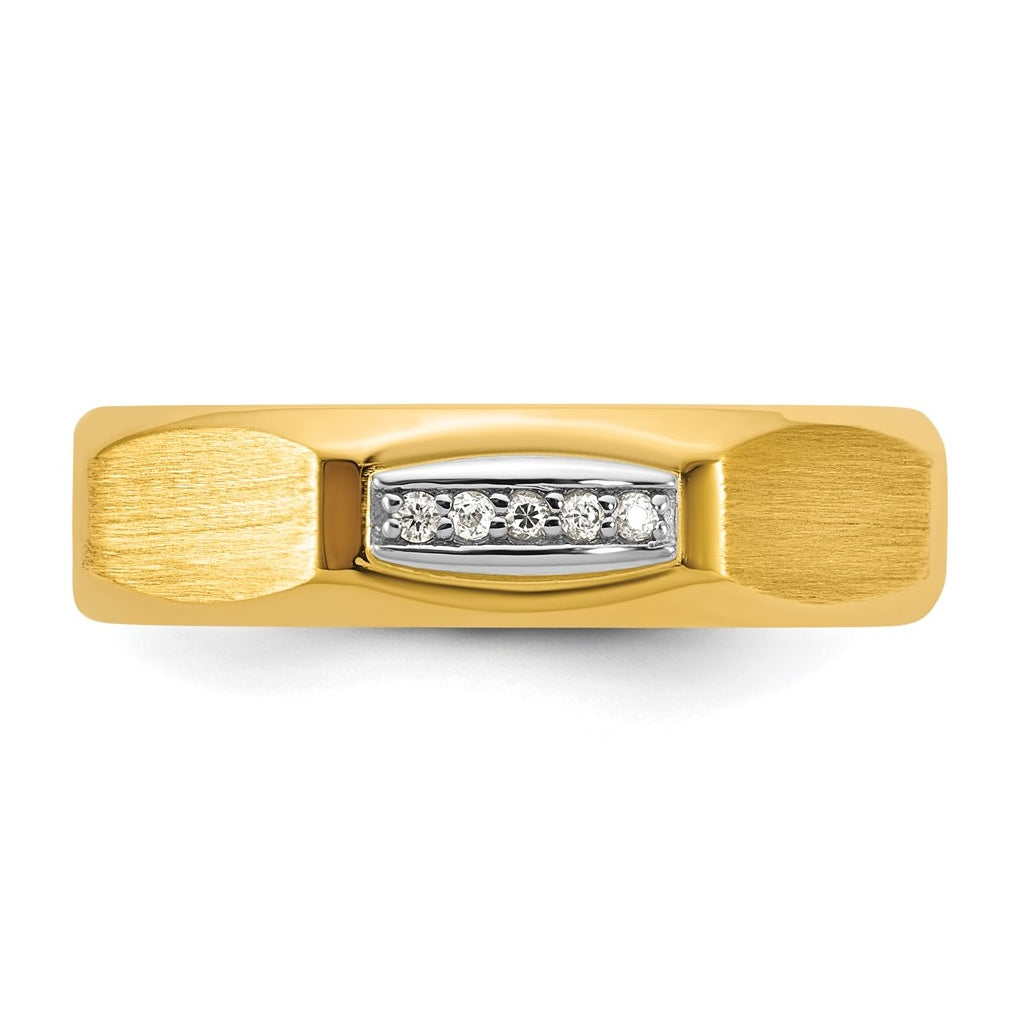 14k Yellow Or White Gold IB Goodman Mens Satin Complete 1/20ct Diamond Ring