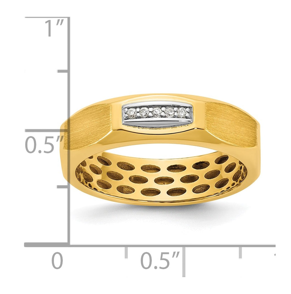 14k Yellow Or White Gold IB Goodman Mens Satin Complete 1/20ct Diamond Ring
