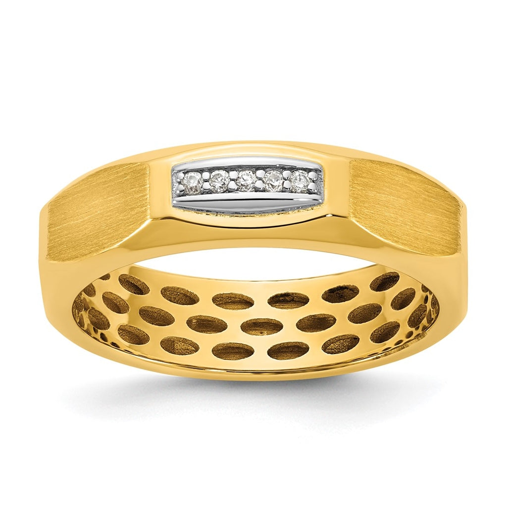 14k Yellow Or White Gold IB Goodman Mens Satin Complete 1/20ct Diamond Ring