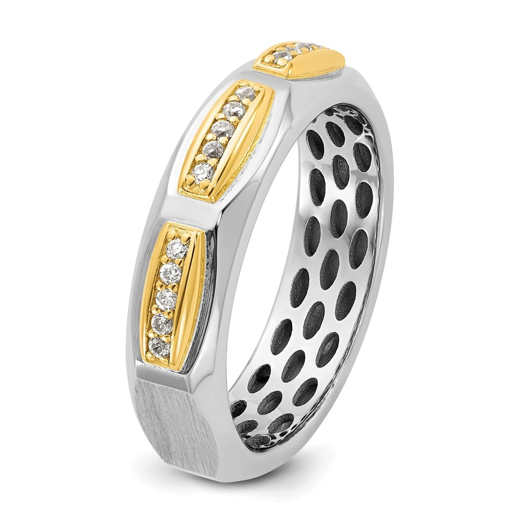 14k Yellow Or White Gold IB Goodman Mens Satin Complete 1/8ct Diamond Ring