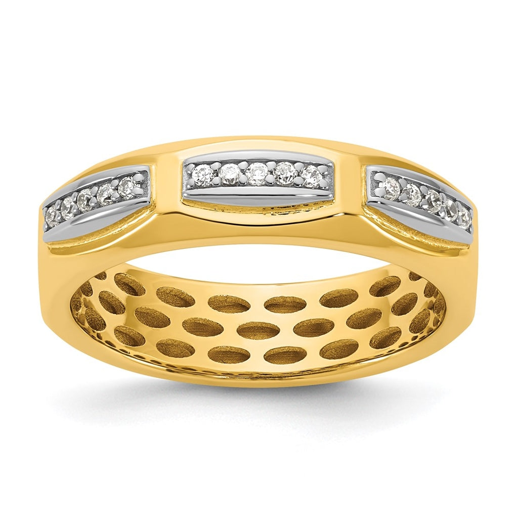 14k Yellow Or White Gold IB Goodman Mens Satin Complete 1/8ct Diamond Ring
