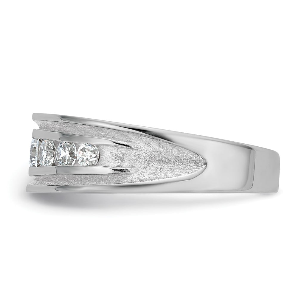14k White Gold IB Goodman Mens Polished Complete 7-Stone 5/8ct Diamond Ring