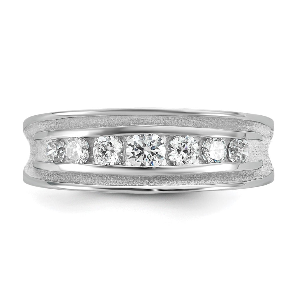 14k White Gold IB Goodman Mens Polished Complete 7-Stone 5/8ct Diamond Ring