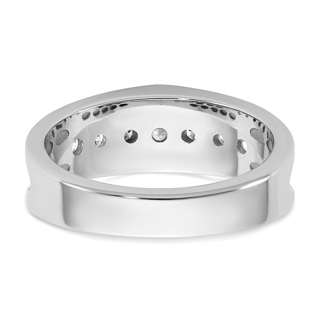 14k White Gold IB Goodman Mens Polished Complete 7-Stone 5/8ct Diamond Ring