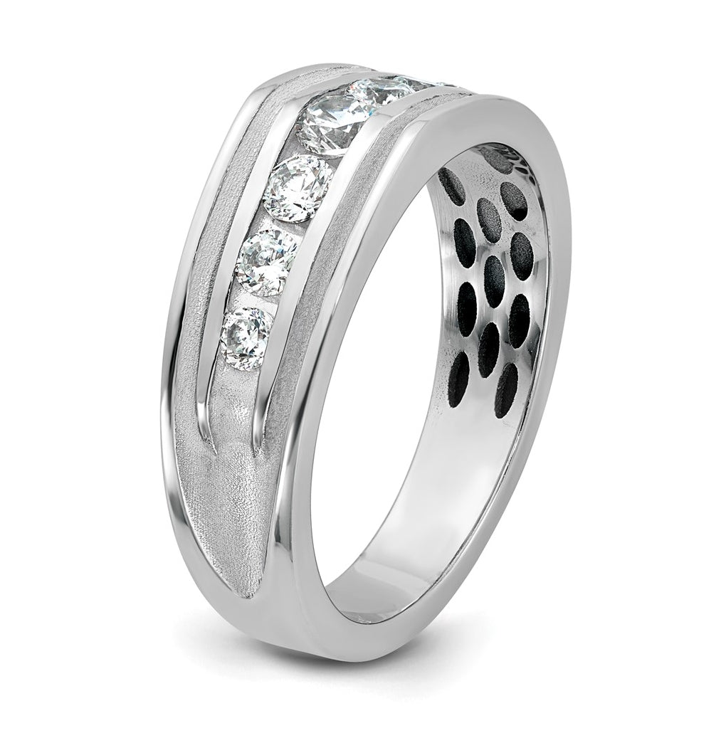 14k White Gold IB Goodman Mens Polished Complete 7-Stone 5/8ct Diamond Ring