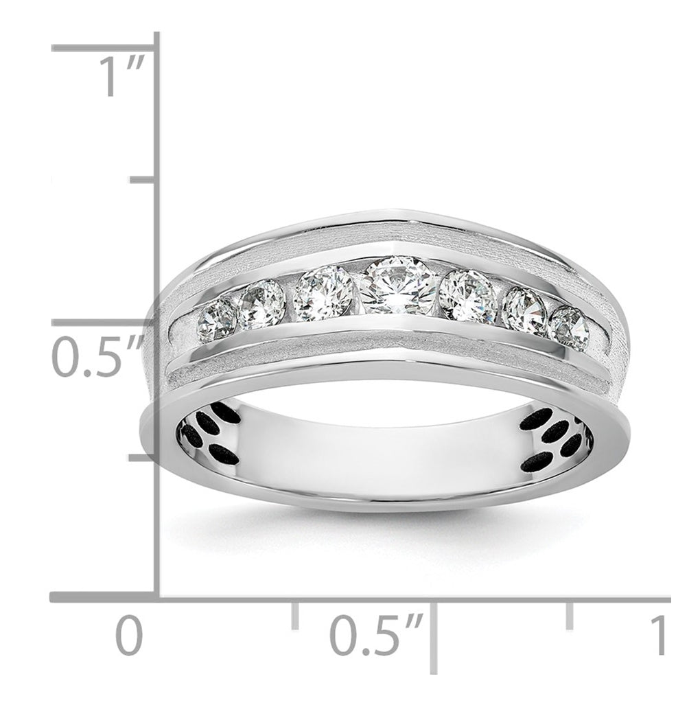 14k White Gold IB Goodman Mens Polished Complete 7-Stone 5/8ct Diamond Ring