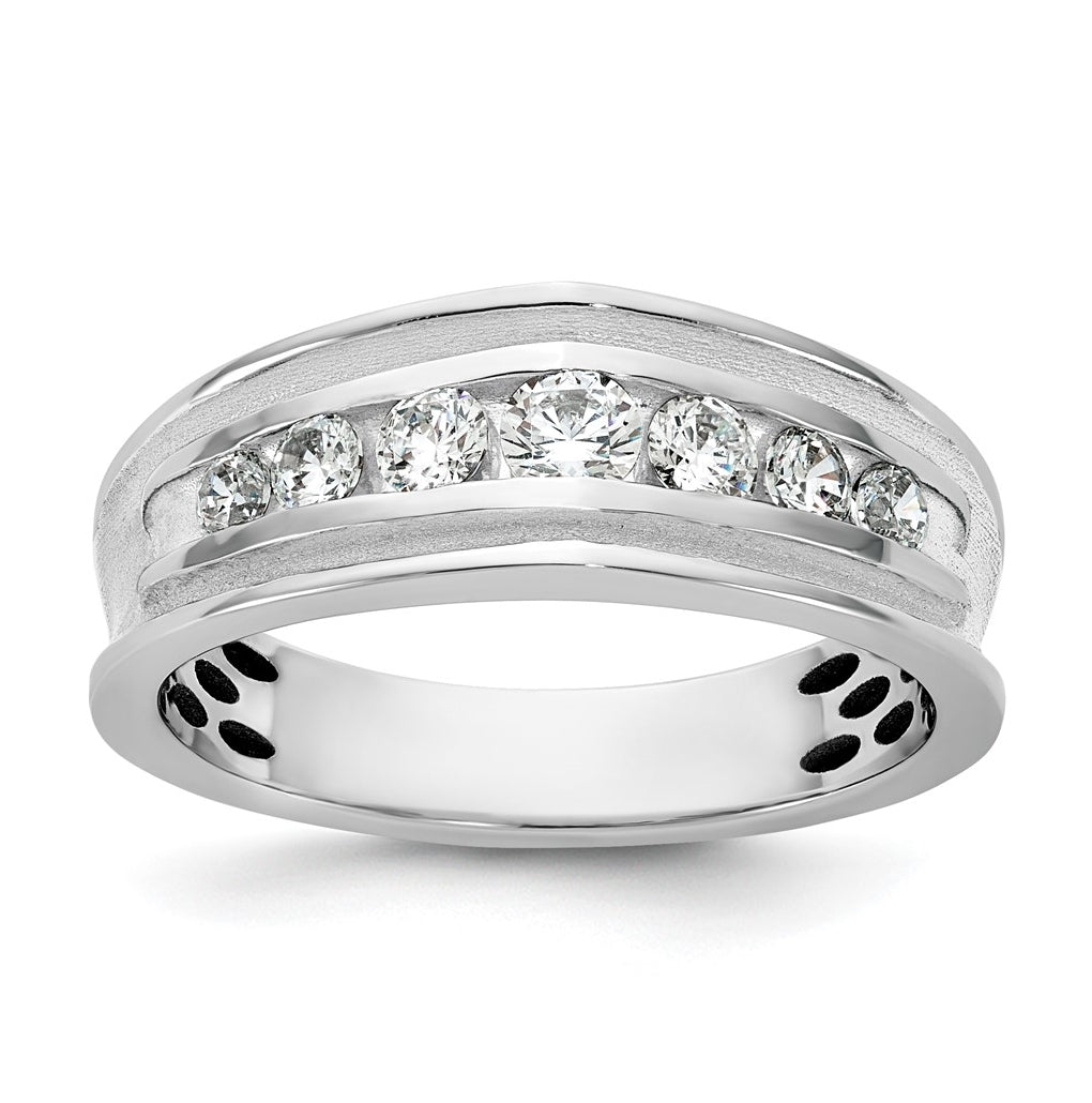14k White Gold IB Goodman Mens Polished Complete 7-Stone 5/8ct Diamond Ring