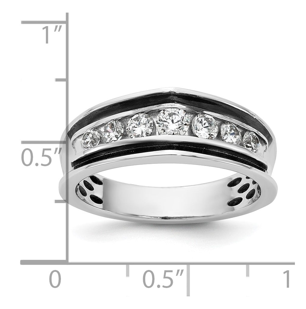 14k White Gold w/Black RH IB Goodman Complete 7-Stone 5/8ct Diamond Ring
