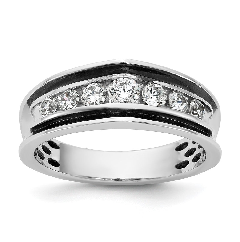 14k White Gold w/Black RH IB Goodman Complete 7-Stone 5/8ct Diamond Ring